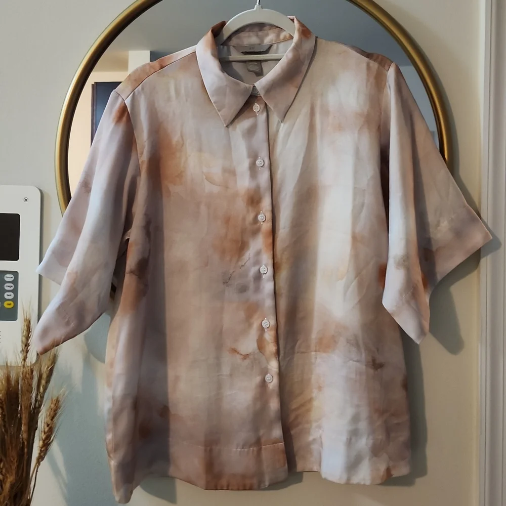 SATIN TIE DYE BLOUSE - Picture 1 of 4
